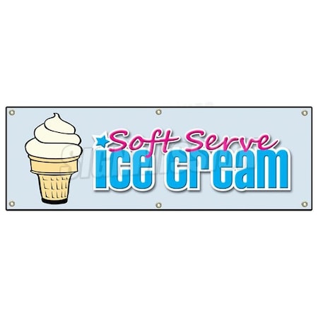 Signmission SOFT SERVE VANILLA ICE CREAM BANNER SIGN cone sundae banana split swirl B-72 Soft Serve Vanilla